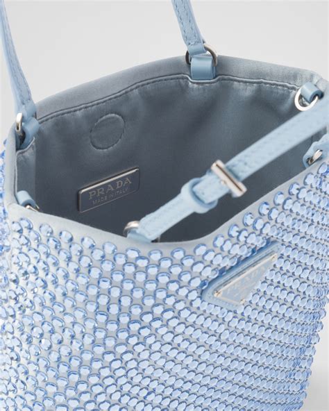 Light Blue Satin Handbag With Crystals 